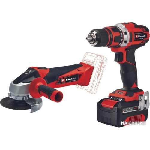 Einhell TE-TK 18/2 Li Kit CD+AG 4257240 (шуруповерт, УШМ, 1 АКБ, сумка, набор оснастки)