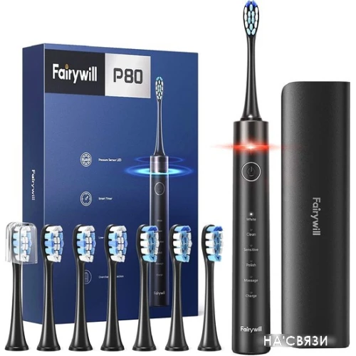 Электрическая зубная щетка Fairywill P80 (черный, 8 насадок) в интернет-магазине НА'СВЯЗИ