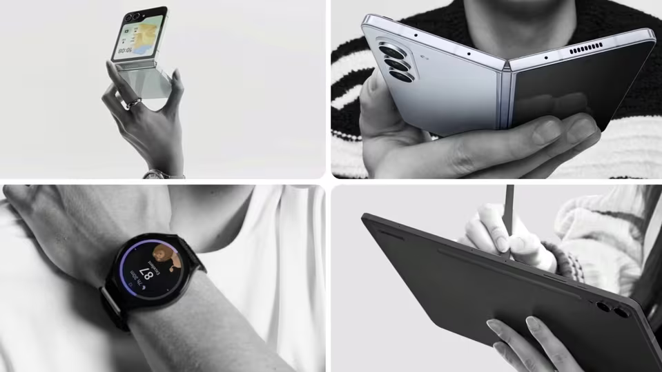 Новые высокотехнологичные устройства анонсированы наряду с водонепроницаемыми Android-планшетами Tab S9 и часами Galaxy Watches. 
