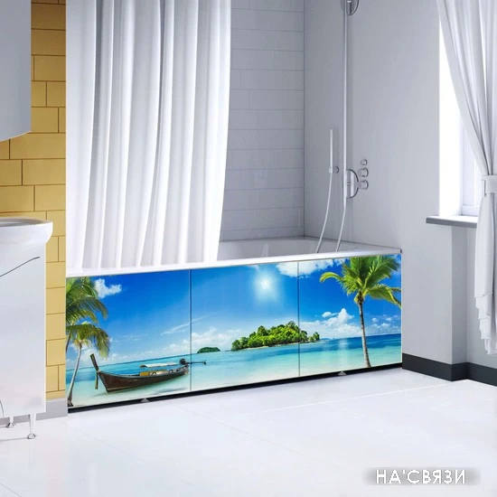 Фронтальный экран под ванну Comfort Alumin Пляж 3D 1.7