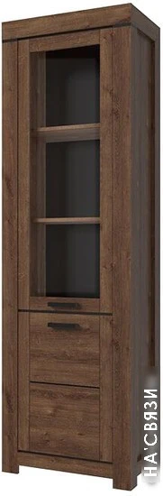 Шкаф-витрина Anrex Brass 1V1D (дуб экспрессив/бронзовый) в интернет-магазине НА'СВЯЗИ
