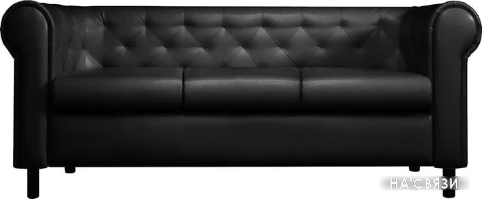 Софа Brioli Винчестер трехместный (экокожа, L22 черный/темные ножки) в интернет-магазине НА'СВЯЗИ